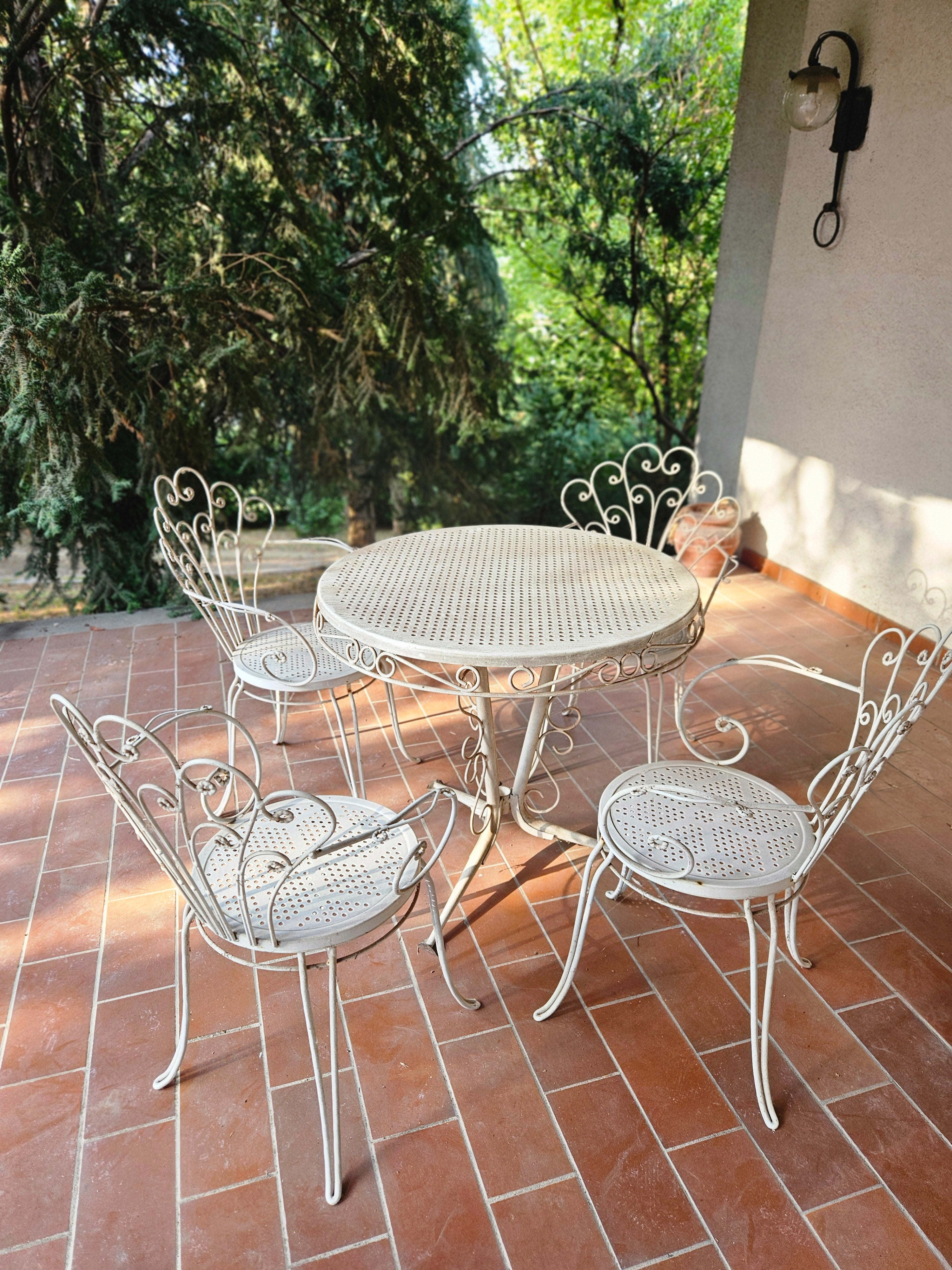 Set da giardino vintage in ferro battuto anni 70