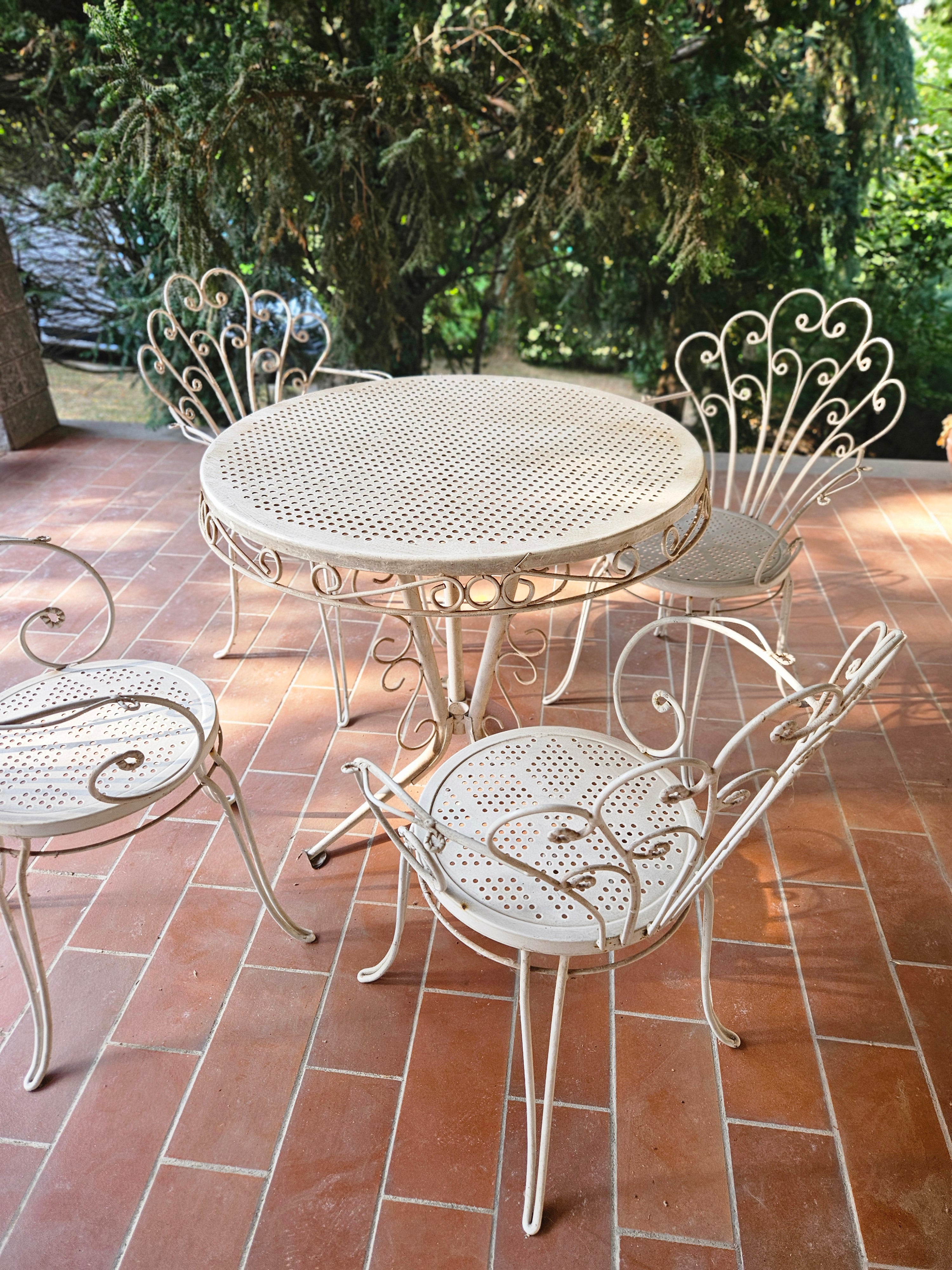 Set da giardino vintage in ferro battuto anni 70
