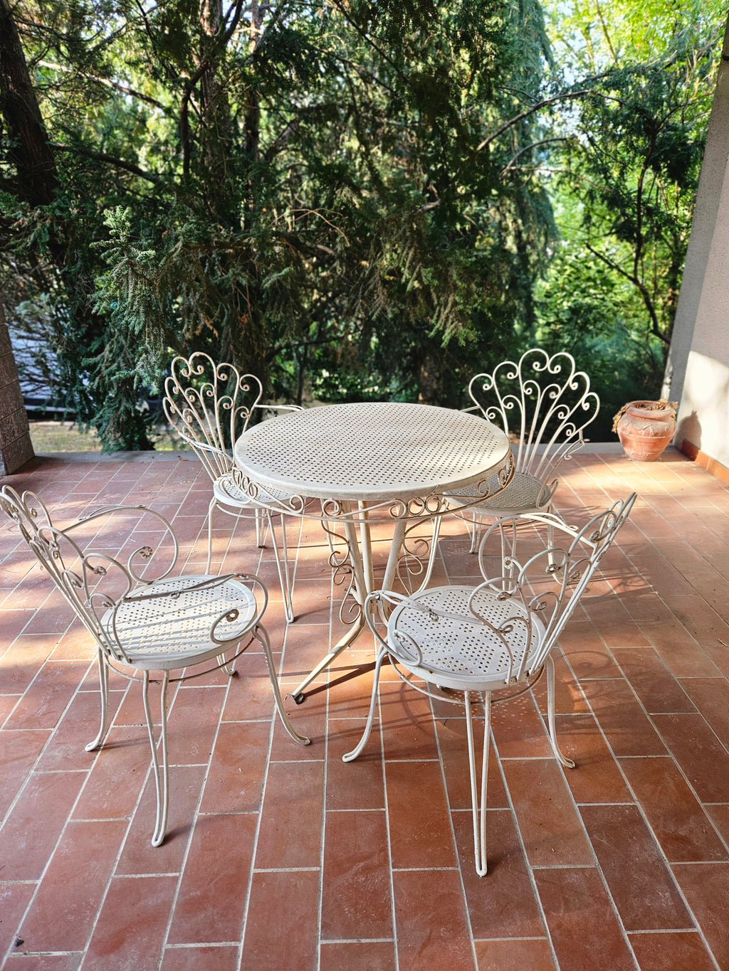 Set da giardino vintage in ferro battuto anni 70