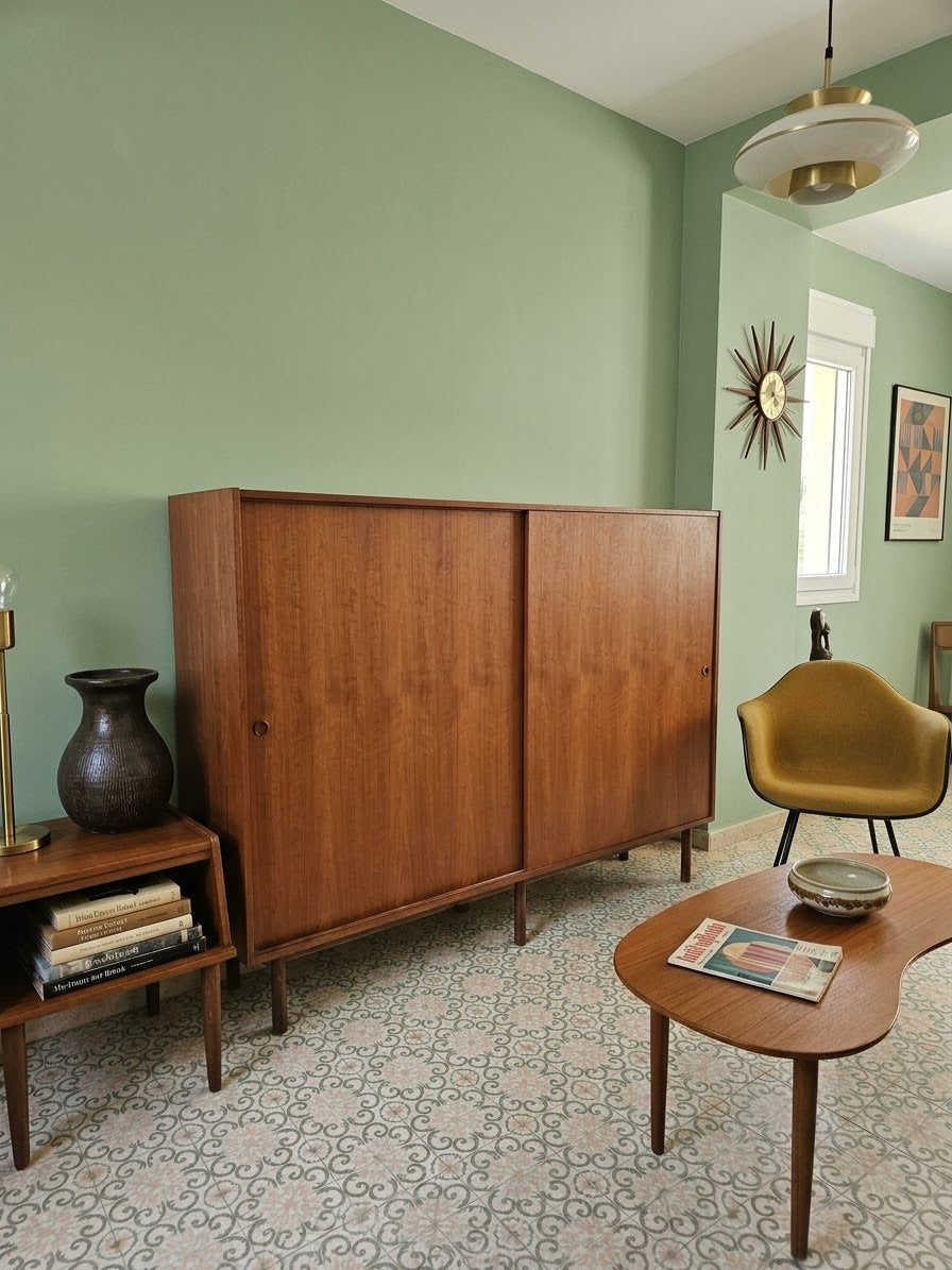 CREDENZA CON SCAFFALATURA IN STILE SCANDINAVO ANNI 60