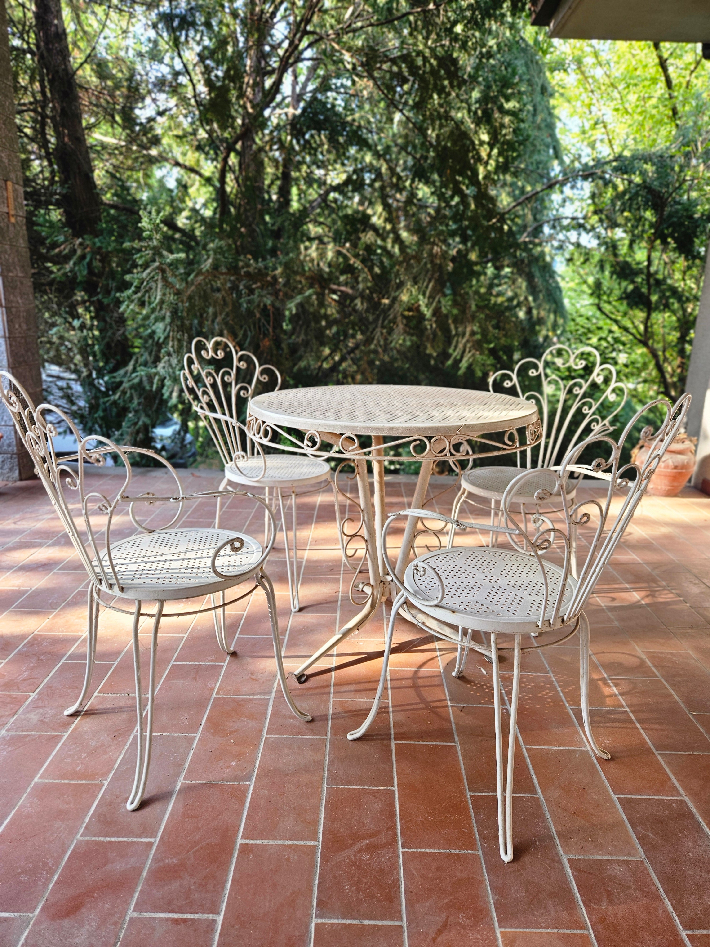 Set da giardino vintage in ferro battuto anni 70