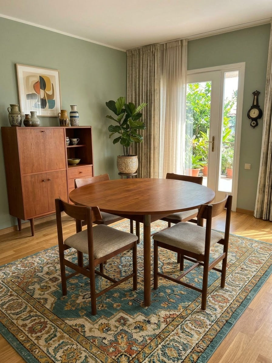 SET TAVOLO DA PRANZO IN STILE SCANDINAVO ANNI 60 E 4 SEDIE